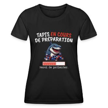 Tapis En Cours Poker Humour Joueur Requin Jeton - T-shirt sport Femme - noir - Devant - AI Model Female 172 light (172cm)