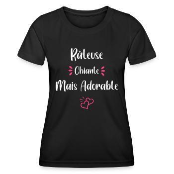 Je suis râleuse chiante mais adorable - T-shirt sport Femme - noir - Devant - AI Model Female 172 light (172cm)