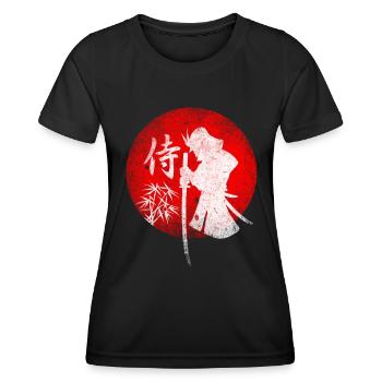 Samurai vor Roter Sonne mit Bambus - Frauen Funktions-T-Shirt - Schwarz - Vorne - AI Model Female 172 light (172cm)