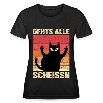 gehts scheissn, schleich di, zornige Katze, Wien - Frauen Funktions-T-Shirt - Schwarz - Vorne - AI Model Female 172 light (172cm)
