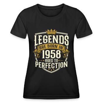 Né en 1958 Legends Cadeau d’anniversaire - T-shirt sport Femme - noir - Devant - AI Model Female 172 light (172cm)