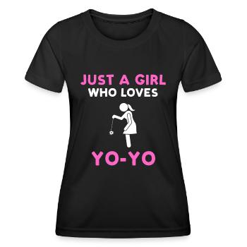 Just A Girl Who Loves Yoyo - Frauen Funktions-T-Shirt - Schwarz - Vorne - AI Model Female 172 light (172cm)