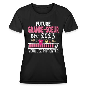 2023 Grande Sœur Sœurs Bébé Naissance Famille - T-shirt sport Femme - noir - Devant - AI Model Female 172 light (172cm)