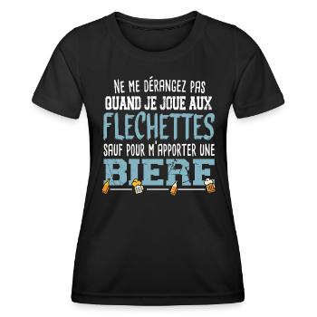 Fléchettes Bière Alcool Apéro Jeu Cadeau Humour - T-shirt sport Femme - noir - Devant - AI Model Female 172 light (172cm)