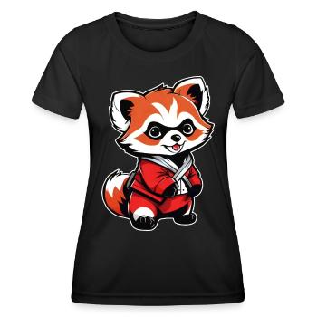 Mignon petit ours panda roux - T-shirt sport Femme - noir - Devant - AI Model Female 172 light (172cm)