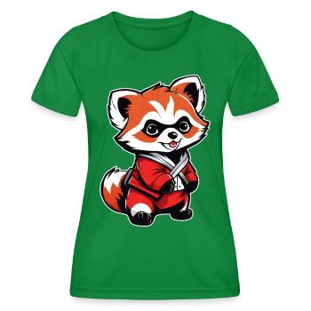 Cute Little Red Panda Bear - Women's Functional T-Shirt - kelly green - Front - AI Model Female 172 dark (172cm)