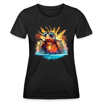 Schildkröte Sonnenbrille Sommer Strand Tier Panzer - Frauen Funktions-T-Shirt - Schwarz - Vorne - AI Model Female 172 light (172cm)