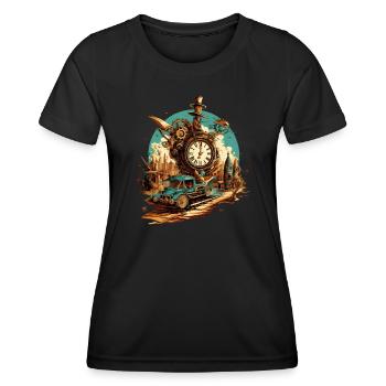 Industrie Fabrik Auto Dampfmaschine Dampf Uhrzeit - Frauen Funktions-T-Shirt - Schwarz - Vorne - AI Model Female 172 light (172cm)