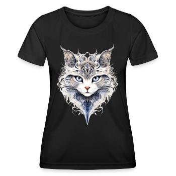 Animal Art | Cat Fantasy Style - Frauen Funktions-T-Shirt - Schwarz - Vorne - AI Model Female 172 light (172cm)