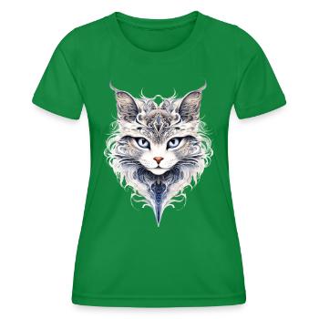Animal Art | Cat Fantasy Style - Frauen Funktions-T-Shirt - Kelly Green - Vorne - AI Model Female 172 dark (172cm)