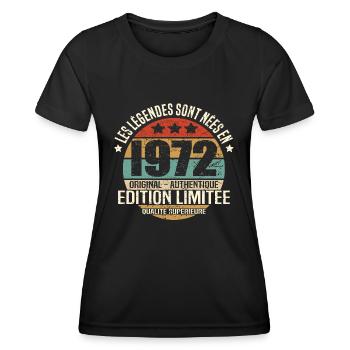 Les légendes sont nées en 1972 - T-shirt sport Femme - noir - Devant - AI Model Female 172 light (172cm)