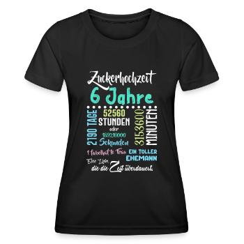 Zuckerhochzeit 6 Jahre Hochzeit Partner Feiern - Frauen Funktions-T-Shirt - Schwarz - Vorne - AI Model Female 172 light (172cm)