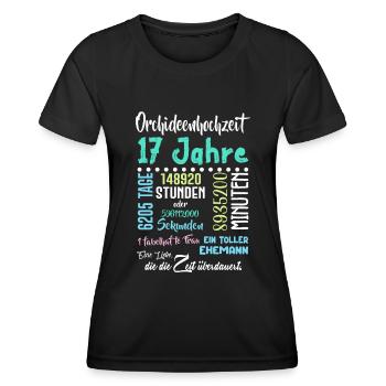 Orchideenhochzeit 17 Jahre Hochzeit Partner Feiern - Frauen Funktions-T-Shirt - Schwarz - Vorne - AI Model Female 172 light (172cm)