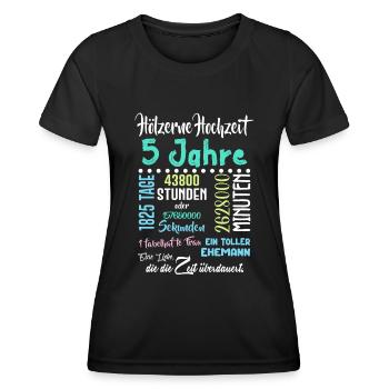 Hölzerne Hochzeit 5 Jahre Hochzeit Partner Feiern - Frauen Funktions-T-Shirt - Schwarz - Vorne - AI Model Female 172 light (172cm)