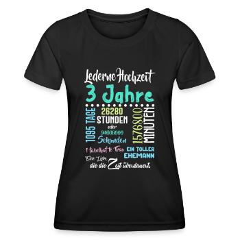 Lederne Hochzeit 3 Jahre Hochzeit Partner Feiern - Frauen Funktions-T-Shirt - Schwarz - Vorne - AI Model Female 172 light (172cm)