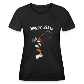 Motorrad Happy Freizeit Rennen Straße Natur Humor - Frauen Funktions-T-Shirt - Schwarz - Vorne - AI Model Female 172 light (172cm)