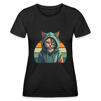 Cat Hoodie - Cat Design - Women's Functional T-Shirt - black - Front - AI Model Female 172 light (172cm)