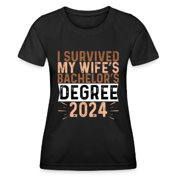 J’ai survécu au baccalauréat de ma femme en 2024 - T-shirt sport Femme - noir - Devant - AI Model Female 172 light (172cm)