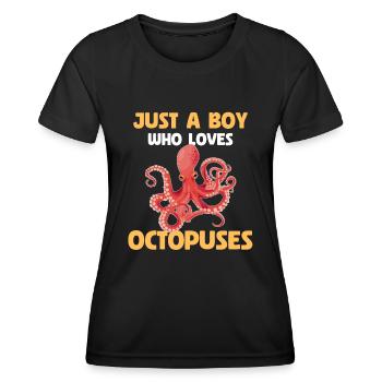 Just A Boy Who Loves Octopuses - Women's Functional T-Shirt - black - Front - AI Model Female 172 light (172cm)