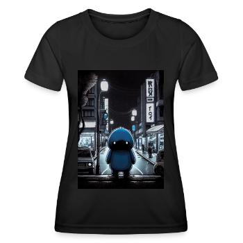Anime Art | Cute Blue Monster - Frauen Funktions-T-Shirt - Schwarz - Vorne - AI Model Female 172 light (172cm)