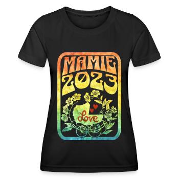 Annonce Grossesse 2023 - Future Mamie 2023 - T-shirt sport Femme - noir - Devant - AI Model Female 172 light (172cm)