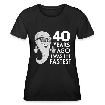 Il y a 40 ans, j’étais le plus rapide - Lustiger Spruch - T-shirt sport Femme - noir - Devant - AI Model Female 172 light (172cm)
