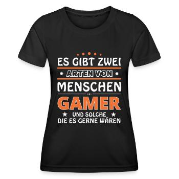 Gamer Geschenk - zwei Arten von... Design - Frauen Funktions-T-Shirt - Schwarz - Vorne - AI Model Female 172 light (172cm)