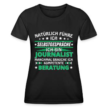 Ich führe Selbstgespräche - Journalist Edition - Frauen Funktions-T-Shirt - Schwarz - Vorne - AI Model Female 172 light (172cm)