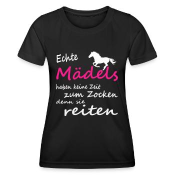 Reiten, Reiterin, Mädchen, Frauen, Pferde, Shirt - Frauen Funktions-T-Shirt - Schwarz - Vorne - AI Model Female 172 light (172cm)
