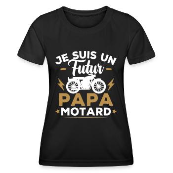 Je suis un futur papa motard - T-shirt sport Femme - noir - Devant - AI Model Female 172 light (172cm)