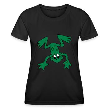 Frog, frogs, green, lake, water, Quak jump, hop, - Women's Functional T-Shirt - black - Front - AI Model Female 172 light (172cm)