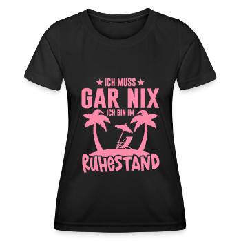 Ich muss gar nix Ruhestand Rente Beruf Humor Palme - Frauen Funktions-T-Shirt - Schwarz - Vorne - AI Model Female 172 light (172cm)