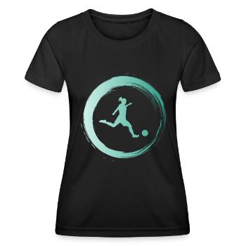 Sporty Hobby Leidenschaft Fussball - Frauen Funktions-T-Shirt - Schwarz - Vorne - AI Model Female 172 light (172cm)