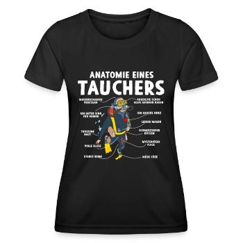 Anatomie eines Tauchers - Frauen Funktions-T-Shirt - Schwarz - Vorne - AI Model Female 172 light (172cm)