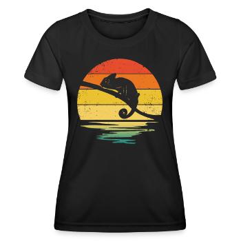 Chameleon Rétro Graphique - T-shirt sport Femme - noir - Devant - AI Model Female 172 light (172cm)