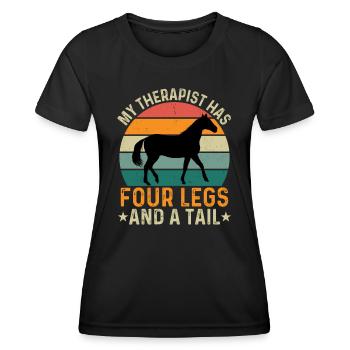 Mon thérapeute a quatre pattes et une queue - Cheval - T-shirt sport Femme - noir - Devant - AI Model Female 172 light (172cm)