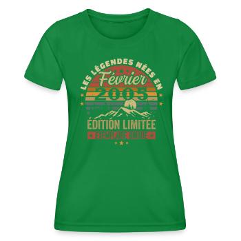 Born In February 2005 Birthday 19 Years Retro 19 - Women's Functional T-Shirt - kelly green - Front - AI Model Female 172 dark (172cm)