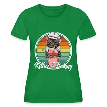 Katze Kuchen Backen Kekse Hobby Konditorei - Frauen Funktions-T-Shirt - Kelly Green - Vorne - AI Model Female 172 dark (172cm)