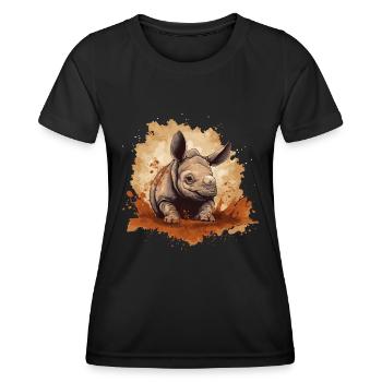 Baby Nashorn Rhino Rhinozeros - Frauen Funktions-T-Shirt - Schwarz - Vorne - AI Model Female 172 light (172cm)