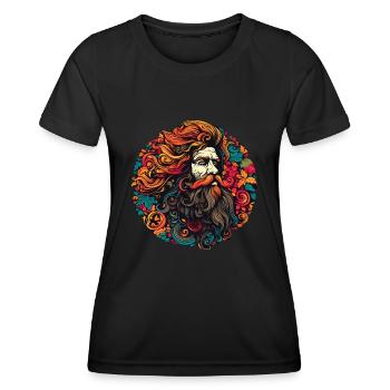 Alter Hippie Mann - Frauen Funktions-T-Shirt - Schwarz - Vorne - AI Model Female 172 light (172cm)