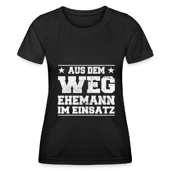 À l’écart du mari dans l’utilisation Design - T-shirt sport Femme - noir - Devant - AI Model Female 172 light (172cm)