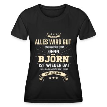 Tout va bien se passer, parce que Björn Ist da Outfit - T-shirt sport Femme - noir - Devant - AI Model Female 172 light (172cm)