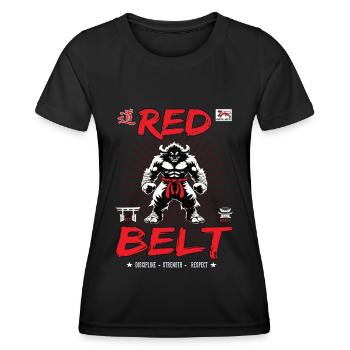 Ceinture rouge en arts martiaux - Ceinture rouge - T-shirt sport Femme - noir - Devant - AI Model Female 172 light (172cm)