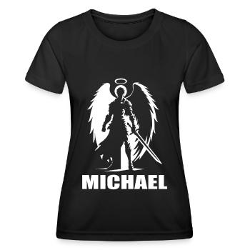 Archange Michael Design – Pour l’Ange Fan - T-shirt sport Femme - noir - Devant - AI Model Female 172 light (172cm)