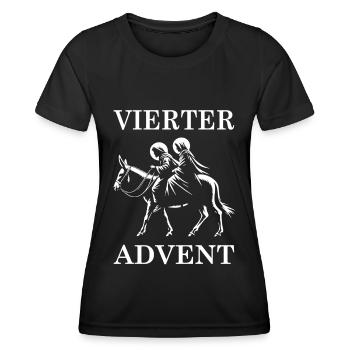 Quatrième avènement – Marie et Joseph en voyage - T-shirt sport Femme - noir - Devant - AI Model Female 172 light (172cm)