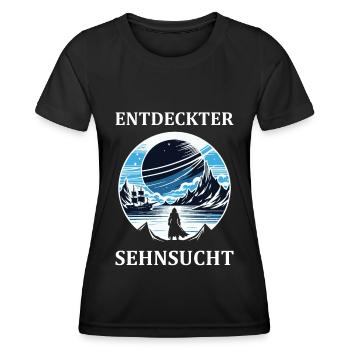 Entdecker Sehnsucht – Design für Abenteurer - Frauen Funktions-T-Shirt - Schwarz - Vorne - AI Model Female 172 light (172cm)