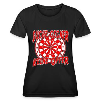 Jeu de fléchettes - Cherchez des adversaires, pas de victimes - T-shirt sport Femme - noir - Devant - AI Model Female 172 light (172cm)