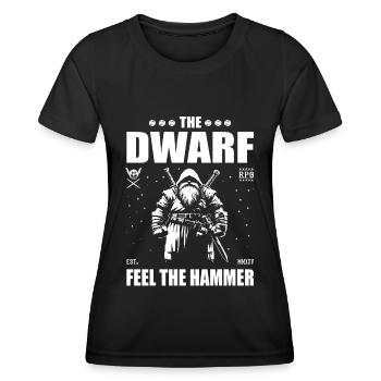 Der Zwerg – Fühle den Hammer – Zwergen Design - Frauen Funktions-T-Shirt - Schwarz - Vorne - AI Model Female 172 light (172cm)