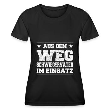 Aus dem Weg Schwiegervater im Einsatz Design - Frauen Funktions-T-Shirt - Schwarz - Vorne - AI Model Female 172 light (172cm)