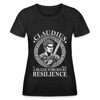 Claudius – Ein Herrscher, geformt durch Widerstand - Frauen Funktions-T-Shirt - Schwarz - Vorne - AI Model Female 172 light (172cm)